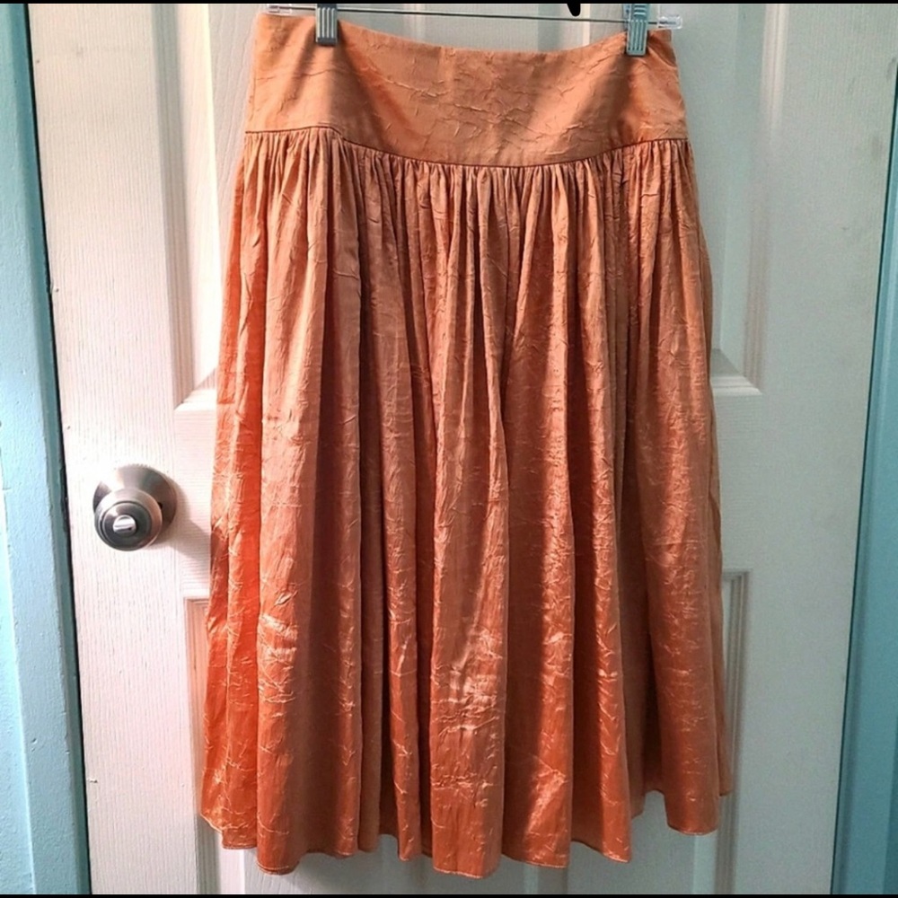 Talbots Silk Blend Copper Pleated Skirt Sz 4